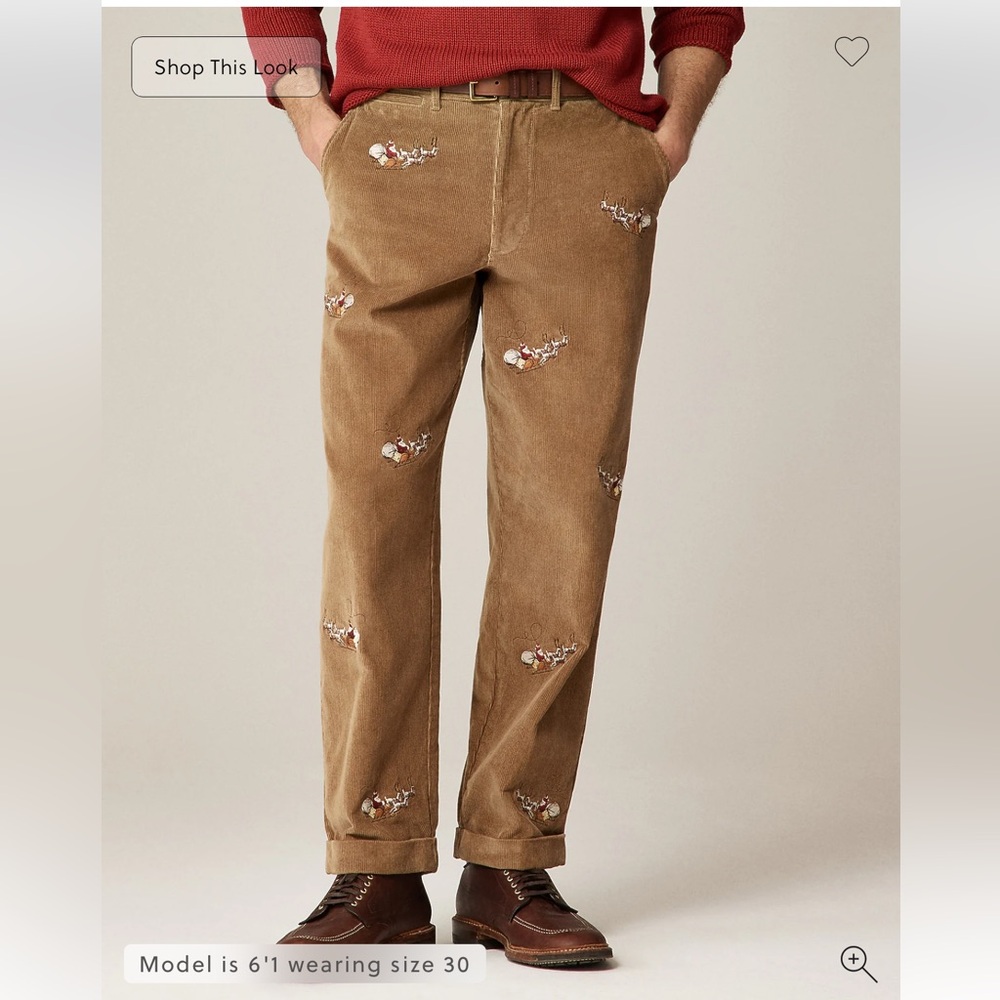 J.Crew Relaxed-fit corduroy pant with Santa embroidery 32